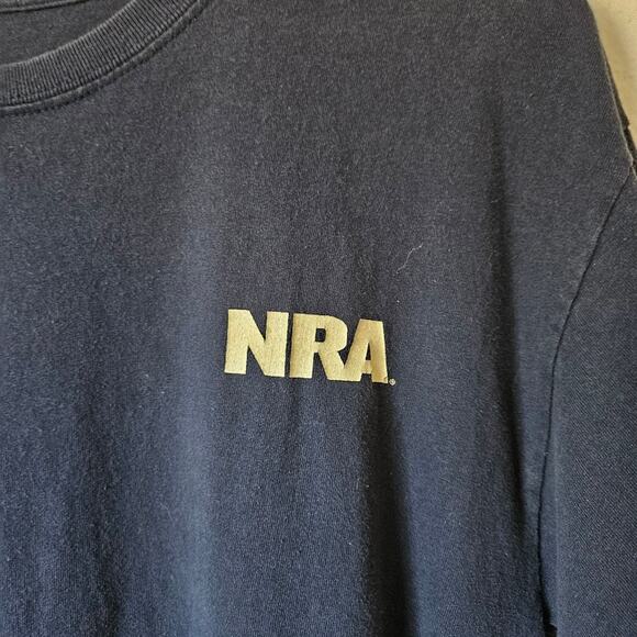 Graphic Short Sleeve Tee Shirt Flag Bullets Medium Blue - Picture 3 of 5